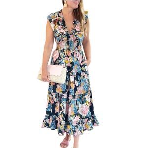 Love the Label Azalea Topanga Maxi Dress Kylie Print Dark Floral Black Size L